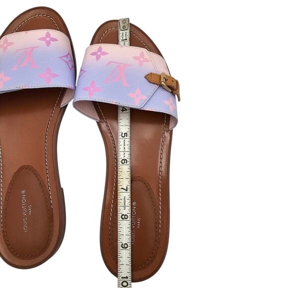 Louis Vuitton Lock It Flat Slide Sandal Pink Purple LV Ombre Size 38.5 US 8.5 - Picture 13 of 13